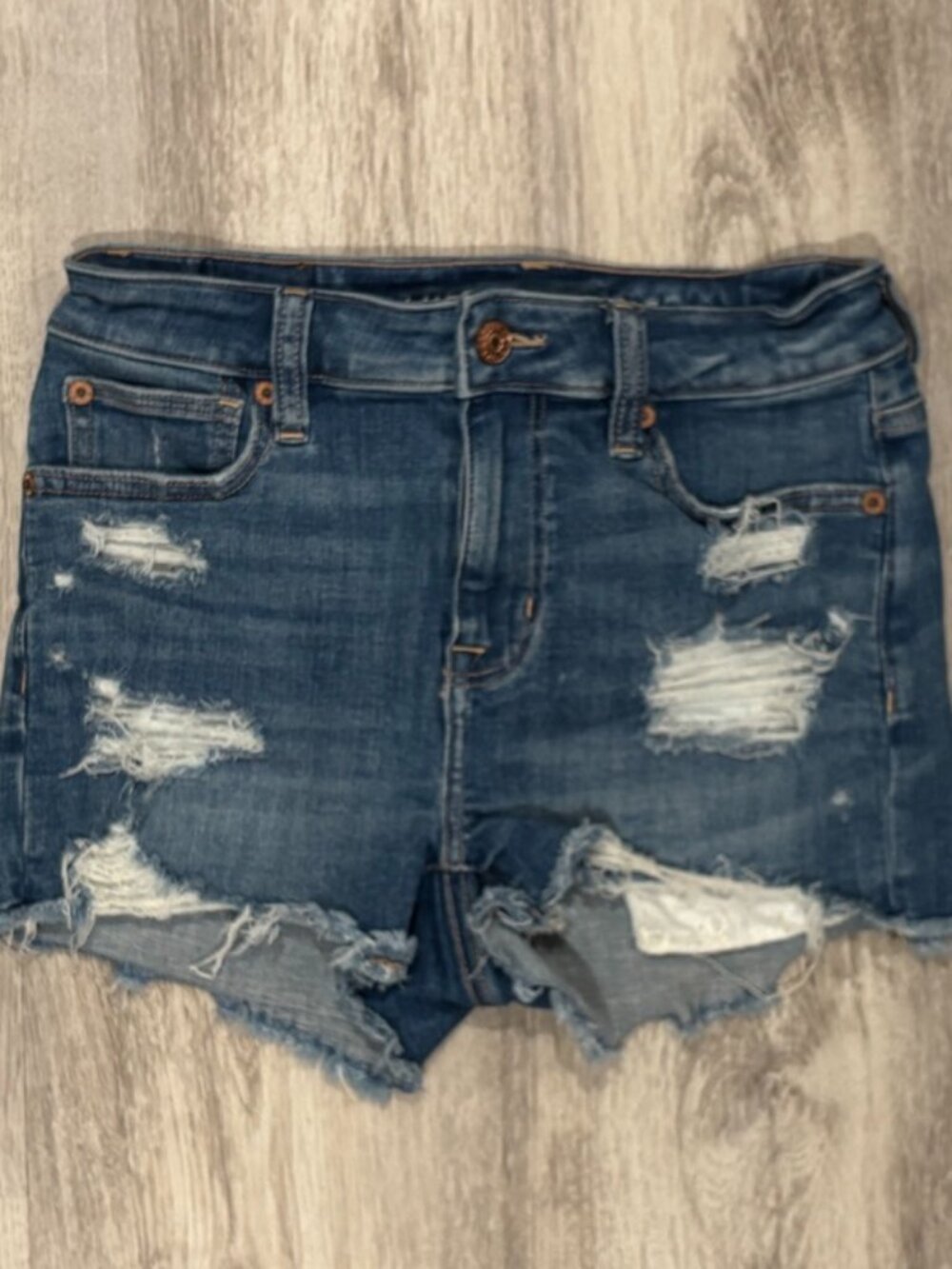 American Eagle Next Level Stretch Distressed High-Rise Denim Shorts Size 2